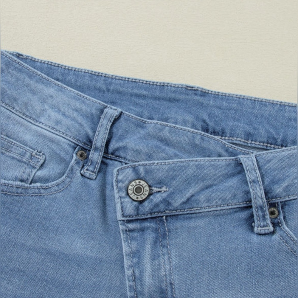 Blue Cuffed Distressed Women Jeans - Picture 7 of 7